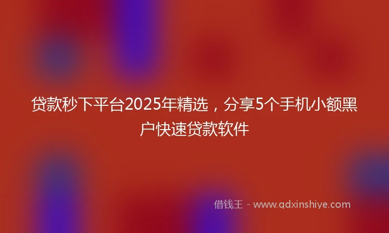 贷款秒下平台2025年精选,分享5个手机小额黑户快速贷款软件