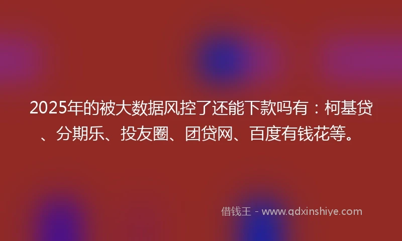 2025年的被大数据风控了还能下款吗有：柯基贷、分期乐、投友圈、团贷网、百度有钱花等。