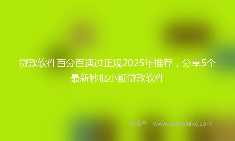 贷款软件百分百通过正规2025年推荐，分享5个最新秒批小额贷款软件