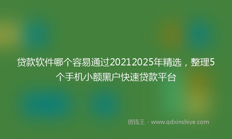 贷款软件哪个容易通过20212025年精选，整理5个手机小额黑户快速贷款平台
