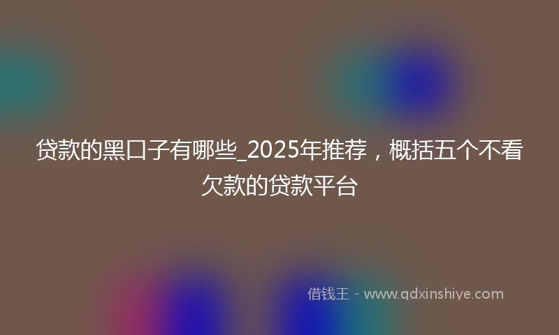 贷款的黑口子有哪些_2025年推荐，概括五个不看欠款的贷款平台
