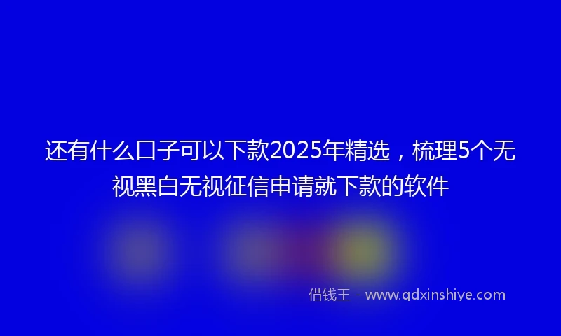 还有什么口子可以下款2025年精选，梳理5个无视黑白无视征信申请就下款的软件