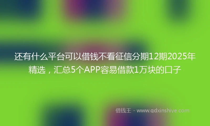 还有什么平台可以借钱不看征信分期12期2025年精选，汇总5个APP容易借款1万块的口子