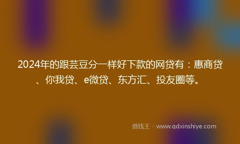 2024年的跟芸豆分一样好下款的网贷有:惠商贷、你我贷、e微贷、东方汇、投友圈等。