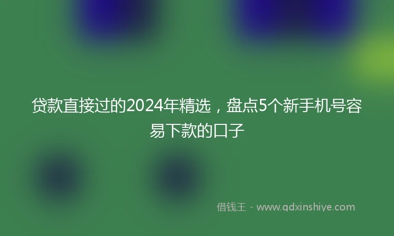 贷款直接过的2024年精选，盘点5个新手机号容易下款的口子
