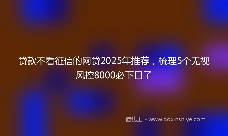 贷款不看征信的网贷2025年推荐，梳理5个无视风控8000必下口子