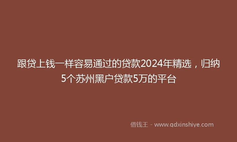 跟贷上钱一样容易通过的贷款2024年精选，归纳5个苏州黑户贷款5万的平台