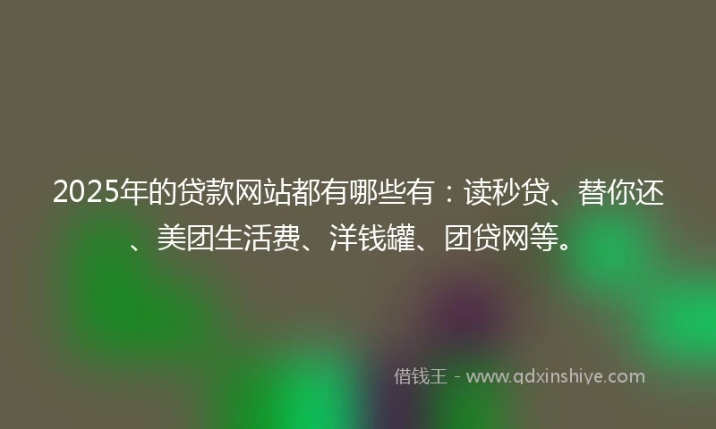 2025年的贷款网站都有哪些有：读秒贷、替你还、美团生活费、洋钱罐、团贷网等。