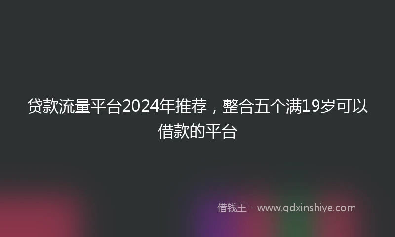 贷款流量平台2024年推荐，整合五个满19岁可以借款的平台