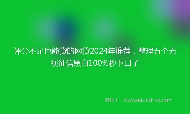 评分不足也能贷的网贷2024年推荐，整理五个无视征信黑白100%秒下口子