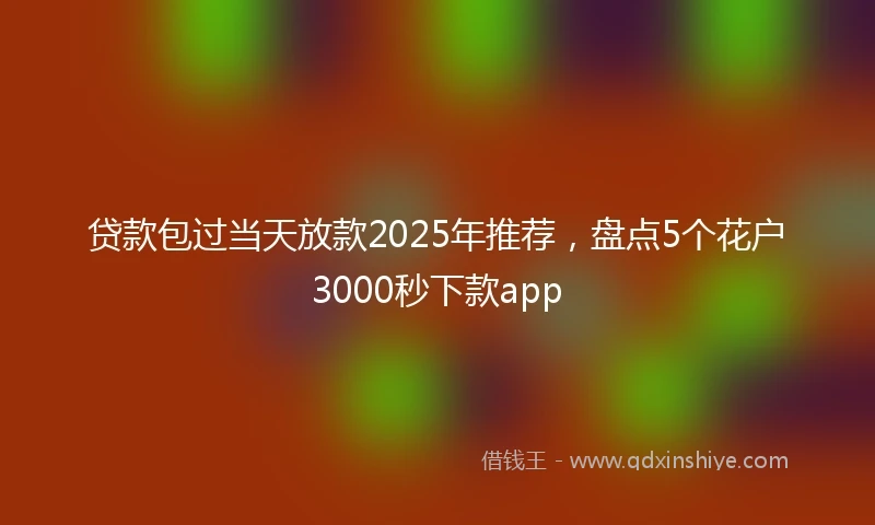 贷款包过当天放款2025年推荐，盘点5个花户3000秒下款app