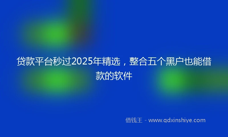 贷款平台秒过2025年精选，整合五个黑户也能借款的软件