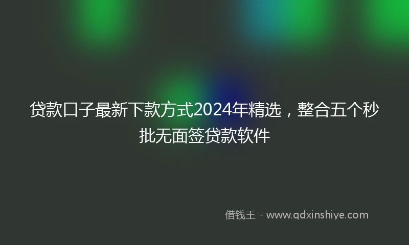 贷款口子最新下款方式2024年精选，整合五个秒批无面签贷款软件