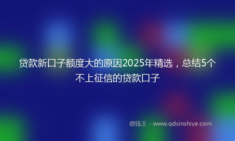 贷款新口子额度大的原因2025年精选，总结5个不上征信的贷款口子