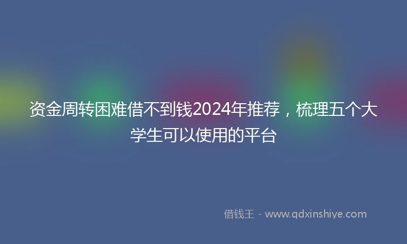 资金周转困难借不到钱2024年推荐，梳理五个大学生可以使用的平台