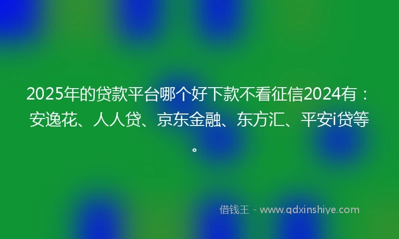 2025年的贷款平台哪个好下款不看征信2024有：安逸花、人人贷、京东金融、东方汇、平安i贷等。