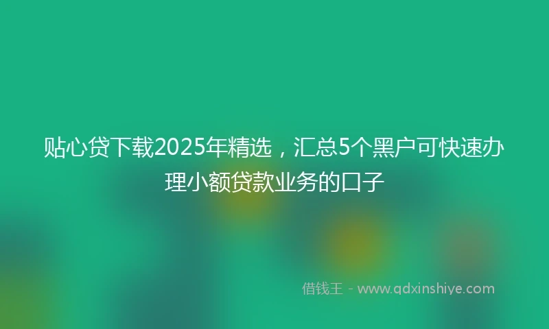 贴心贷下载2025年精选，汇总5个黑户可快速办理小额贷款业务的口子