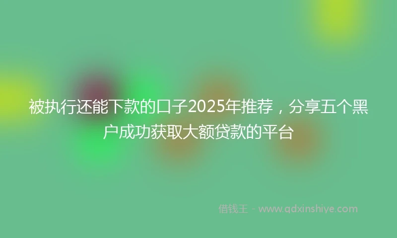 被执行还能下款的口子2025年推荐，分享五个黑户成功获取大额贷款的平台