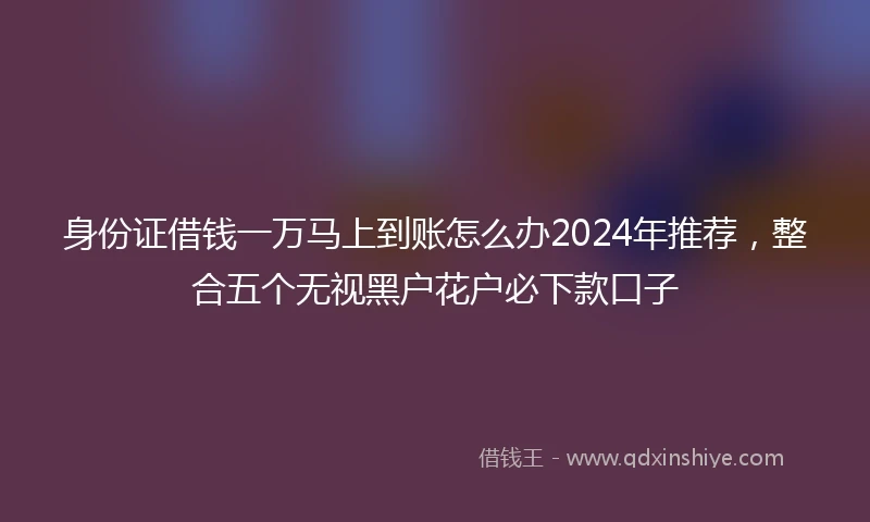 身份证借钱一万马上到账怎么办2024年推荐，整合五个无视黑户花户必下款口子