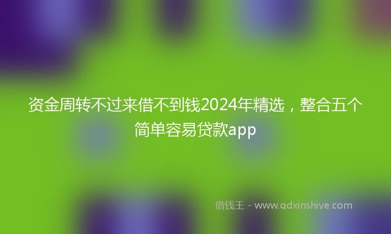 资金周转不过来借不到钱2024年精选，整合五个简单容易贷款app