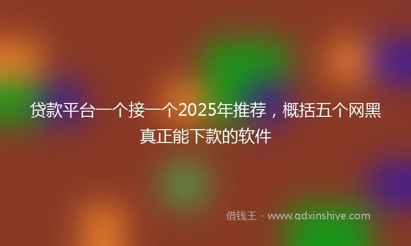 贷款平台一个接一个2025年推荐，概括五个网黑真正能下款的软件