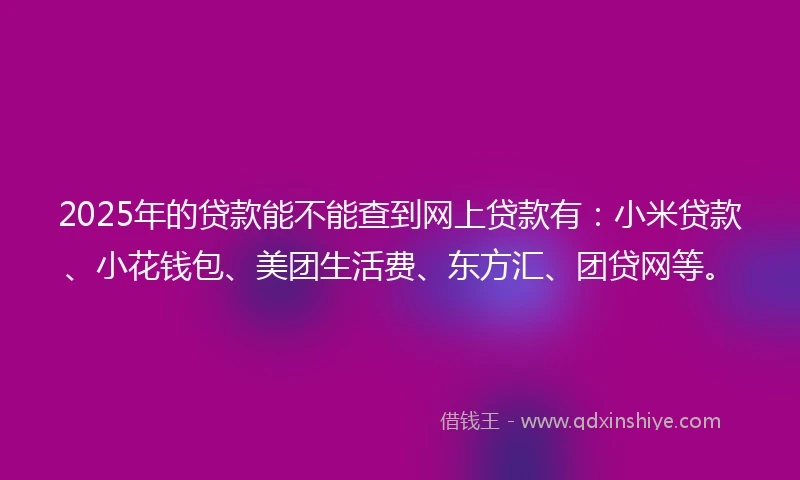 2025年的贷款能不能查到网上贷款有：小米贷款、小花钱包、美团生活费、东方汇、团贷网等。