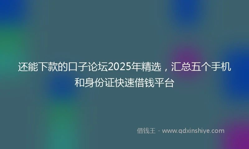 还能下款的口子论坛2025年精选，汇总五个手机和身份证快速借钱平台