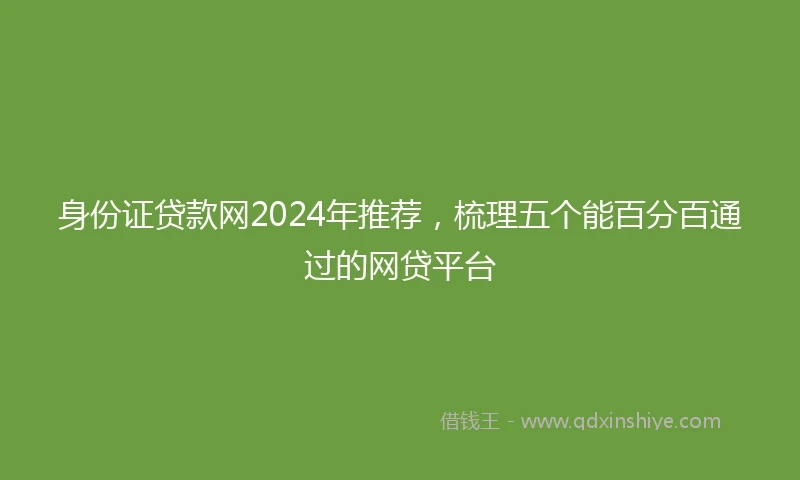 身份证贷款网2024年推荐，梳理五个能百分百通过的网贷平台