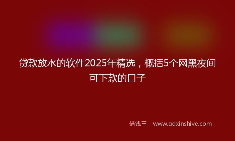 贷款放水的软件2025年精选，概括5个网黑夜间可下款的口子
