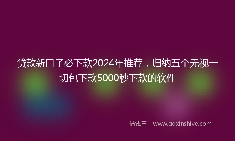 贷款新口子必下款2024年推荐，归纳五个无视一切包下款5000秒下款的软件