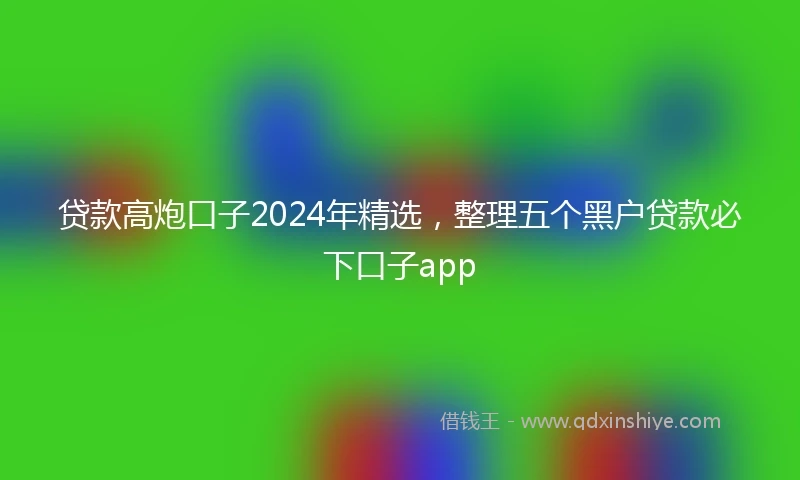 贷款高炮口子2024年精选，整理五个黑户贷款必下口子app