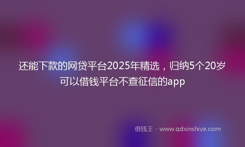 还能下款的网贷平台2025年精选，归纳5个20岁可以借钱平台不查征信的app