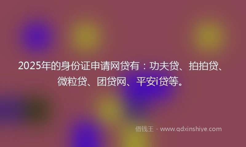 2025年的身份证申请网贷有：功夫贷、拍拍贷、微粒贷、团贷网、平安i贷等。