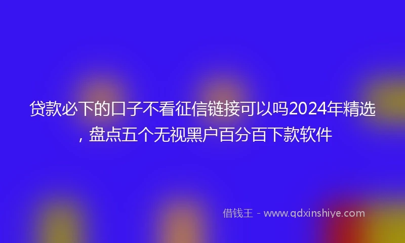 贷款必下的口子不看征信链接可以吗2024年精选，盘点五个无视黑户百分百下款软件