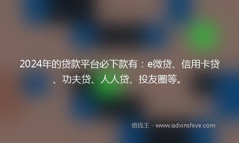 2024年的贷款平台必下款有：e微贷、信用卡贷、功夫贷、人人贷、投友圈等。