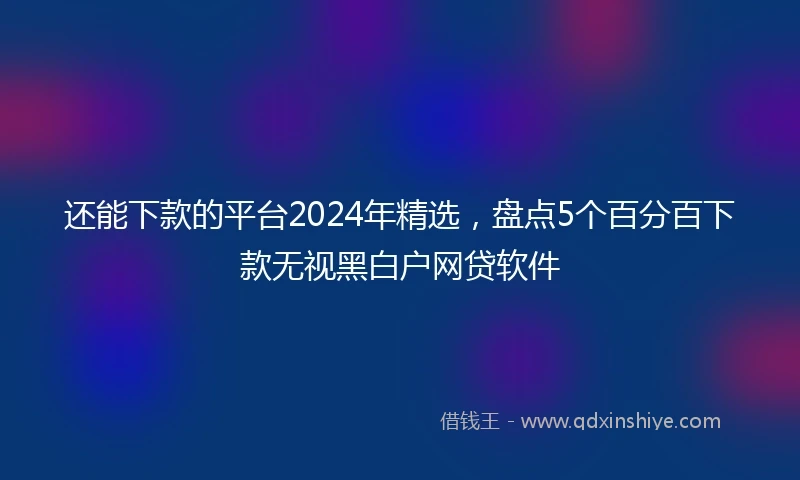 还能下款的平台2024年精选，盘点5个百分百下款无视黑白户网贷软件