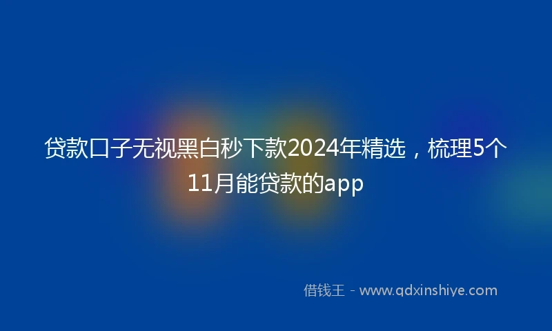 贷款口子无视黑白秒下款2024年精选，梳理5个11月能贷款的app