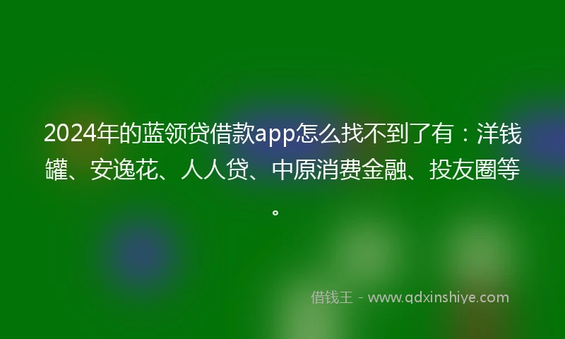 2024年的蓝领贷借款app怎么找不到了有：洋钱罐、安逸花、人人贷、中原消费金融、投友圈等。
