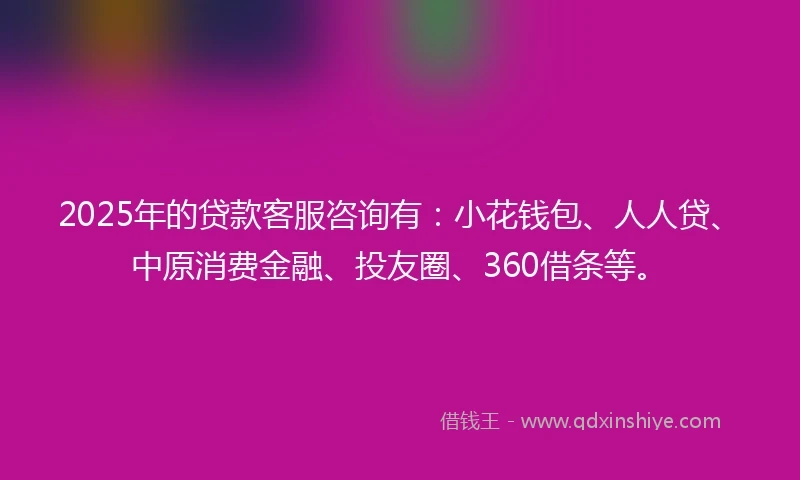 2025年的贷款客服咨询有：小花钱包、人人贷、中原消费金融、投友圈、360借条等。