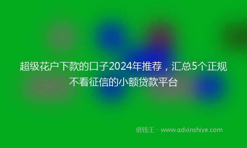 超级花户下款的口子2024年推荐，汇总5个正规不看征信的小额贷款平台