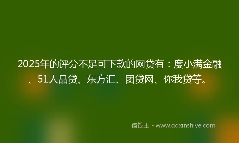 2025年的评分不足可下款的网贷有：度小满金融、51人品贷、东方汇、团贷网、你我贷等。