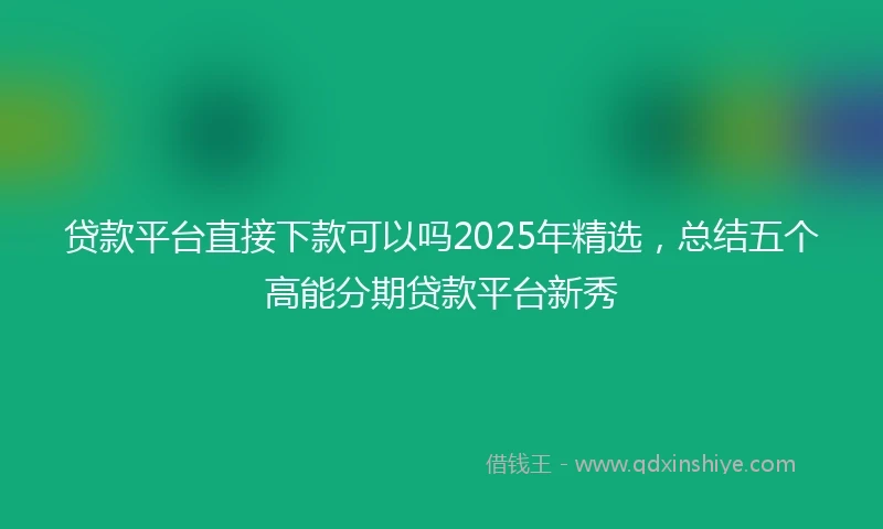 贷款平台直接下款可以吗2025年精选，总结五个高能分期贷款平台新秀