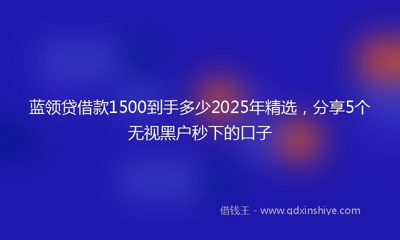 蓝领贷借款1500到手多少2025年精选，分享5个无视黑户秒下的口子
