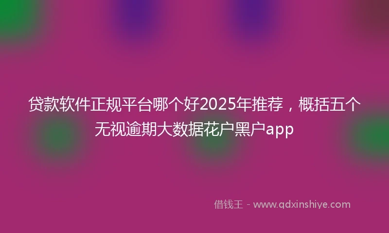 贷款软件正规平台哪个好2025年推荐，概括五个无视逾期大数据花户黑户app