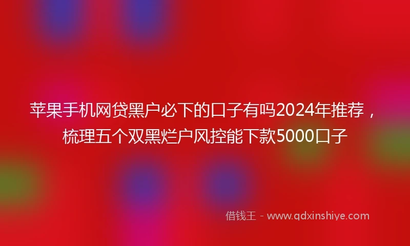 苹果手机网贷黑户必下的口子有吗2024年推荐，梳理五个双黑烂户风控能下款5000口子
