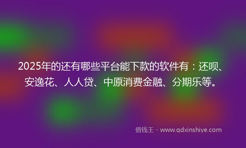 2025年的还有哪些平台能下款的软件有：还呗、安逸花、人人贷、中原消费金融、分期乐等。