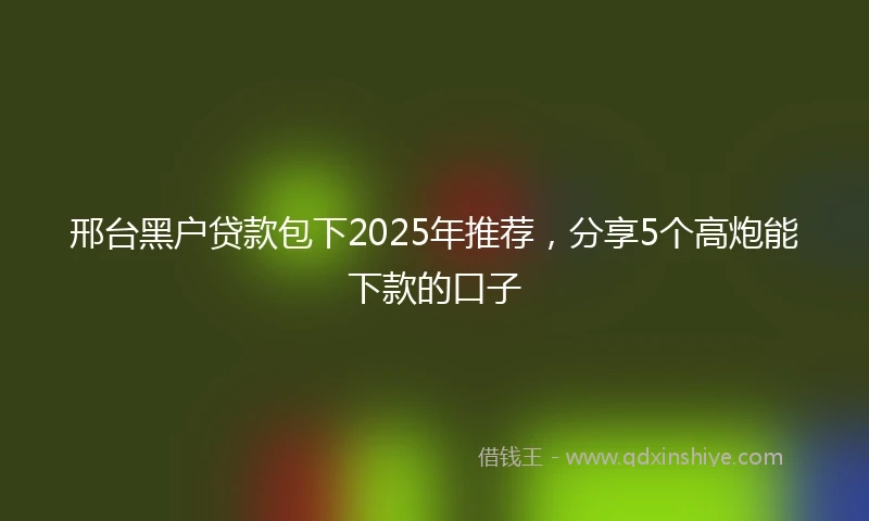 邢台黑户贷款包下2025年推荐，分享5个高炮能下款的口子