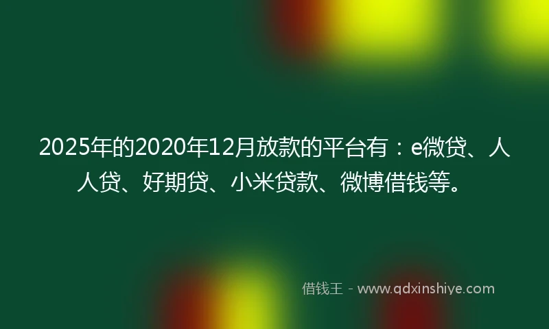 2025年的2020年12月放款的平台有：e微贷、人人贷、好期贷、小米贷款、微博借钱等。