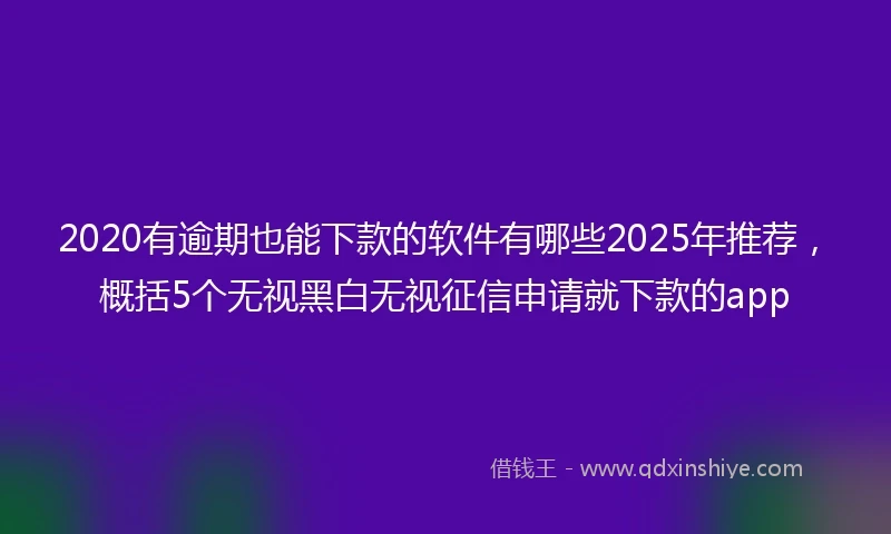 2020有逾期也能下款的软件有哪些2025年推荐，概括5个无视黑白无视征信申请就下款的app