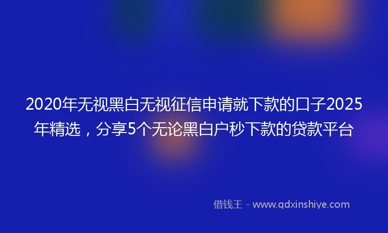 2020年无视黑白无视征信申请就下款的口子2025年精选，分享5个无论黑白户秒下款的贷款平台